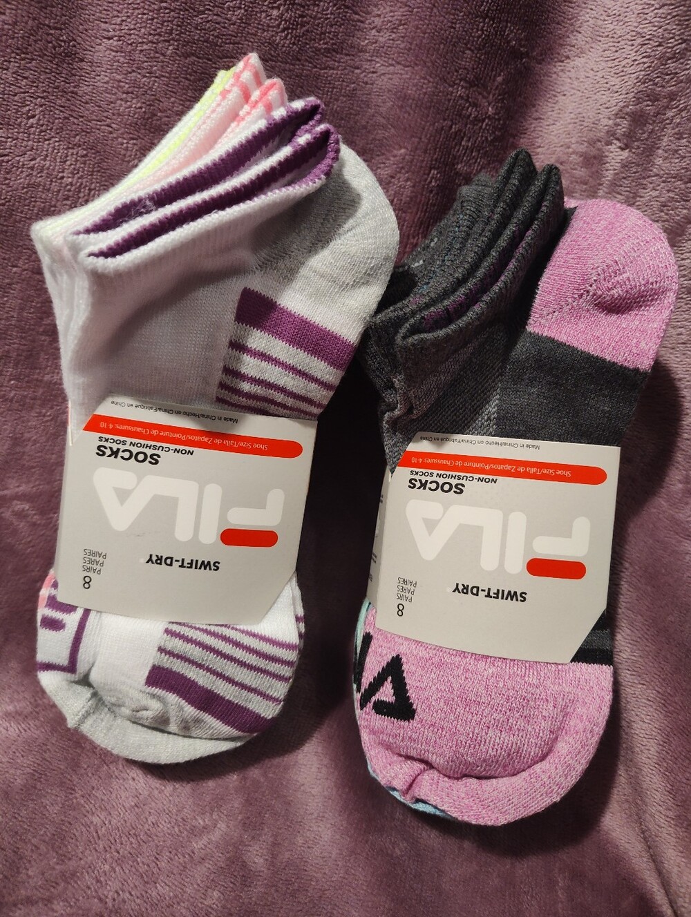 Fila Women's 8-Pack Low-Cut Athletic Socks - White, Pink, Purple, Gray, Black